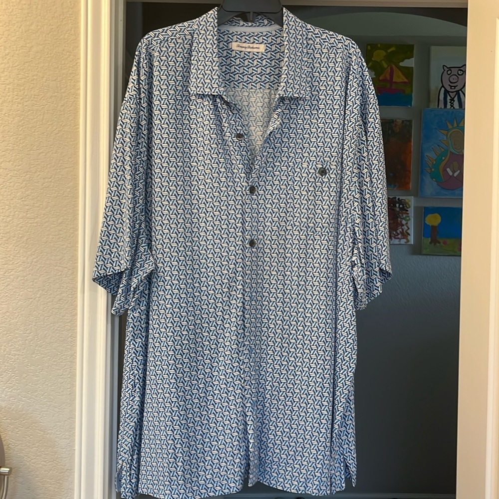 Tommy Bahama Shirt Men's 2xlb Button Up Short Sleeve Blue Me…
